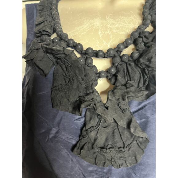 J. Crew navy/black silk and cotton sleeveless blouse size 6 Fully line side zip - Picture 3 of 5